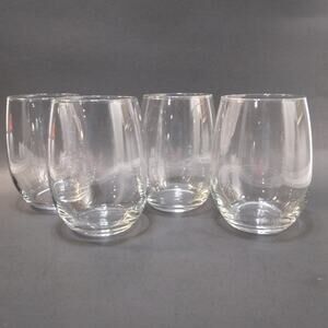 Set of 4 Libbey Clear 18 oz Large Stemless Wine Goblets Water Glasses 5" T GUC
